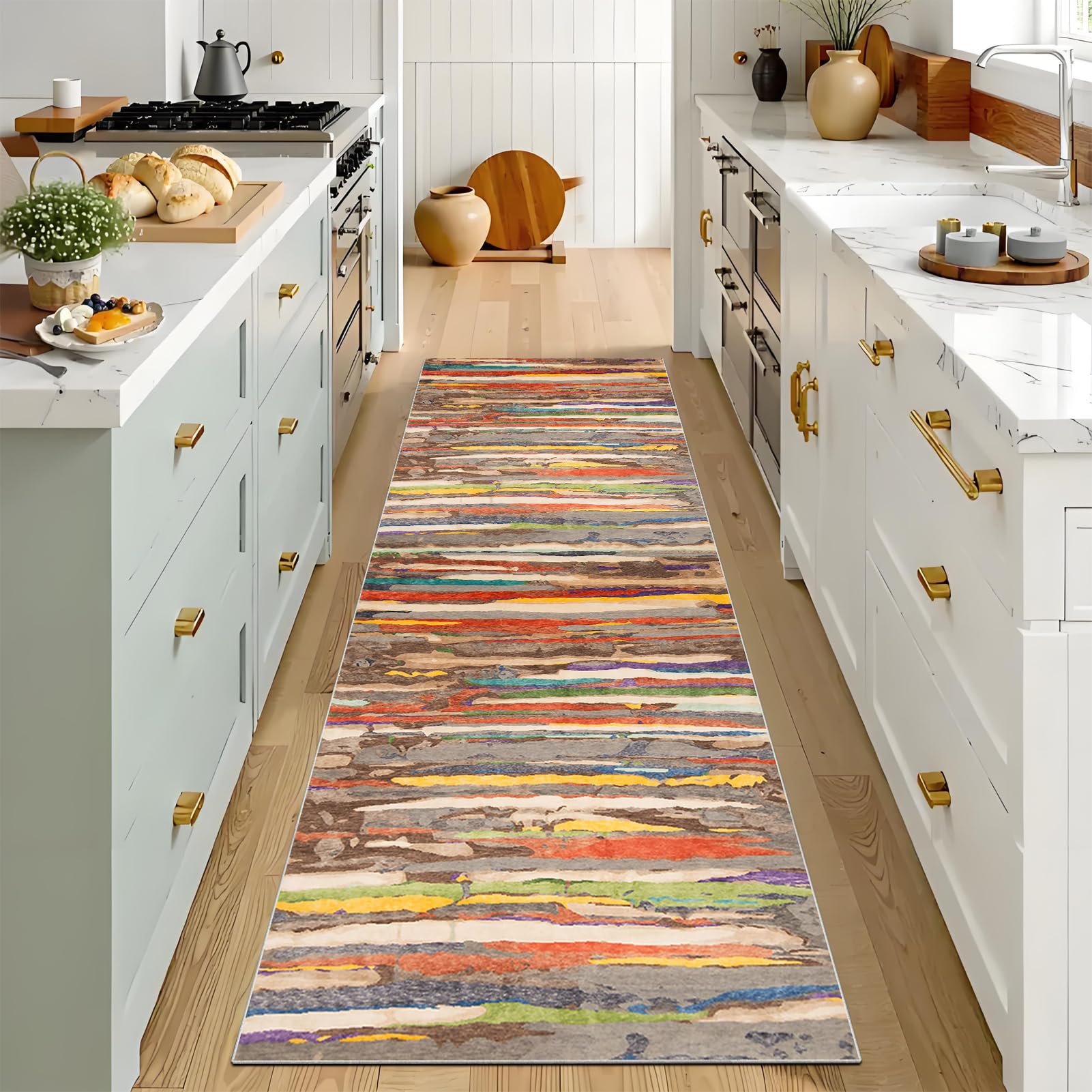 Alfombra de cocina lavable de 70x320 cm: felpudo antideslizante para pasillos limpios