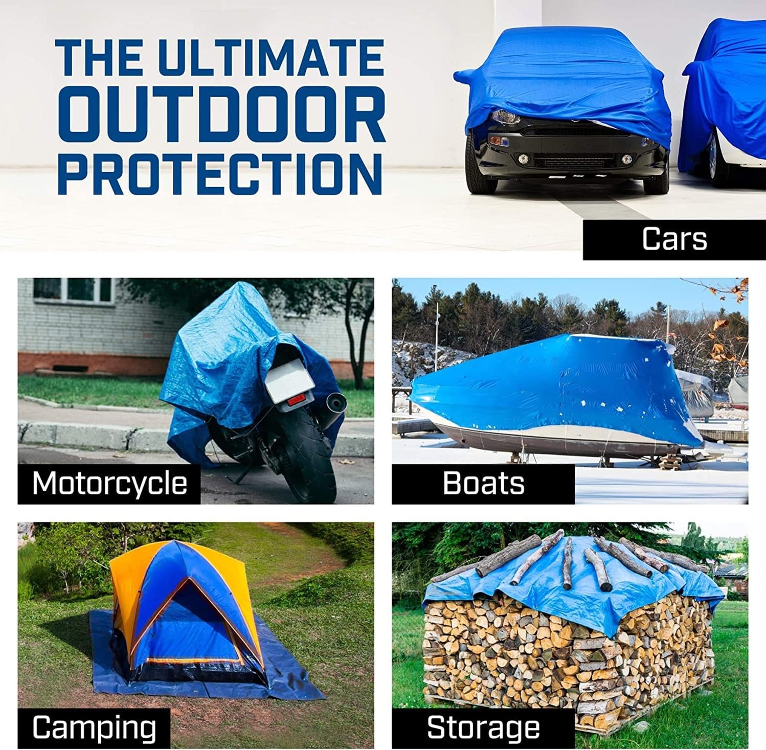 Smile 9FT X 6FT Tarpaulins 120 GSM Virgin HDPE Sheet Tirpal Tadpatri Tharpai Thadika Waterproof Blue Color Extra Strong, Reinforced Eyelets, UV Resistant (120 GSM, 9X6 FT) — Amazon image 2