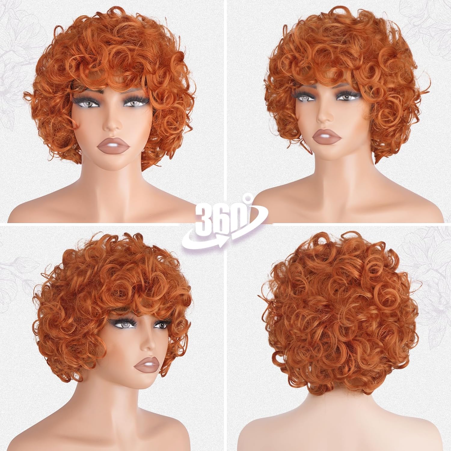 BARSDAR Ginger Copper Short Curly Wig – Soft Synthetic Short Orange Red Curly Wig for Women Roper Costume – 70s Disco Afro Curl Party Halloween Cosplay Ginger Copper Wigs