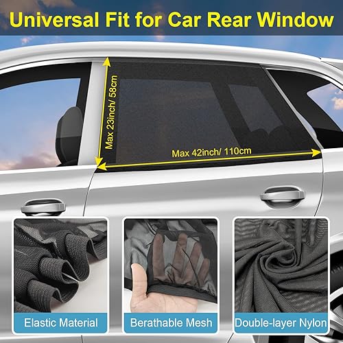 Miniatura 4 de Persianas de ventana de automóvil para bebé, paquete de 2 parasoles de automóvil para bebés, niños, adultos, mascotas, cubiertas de malla de tamaño