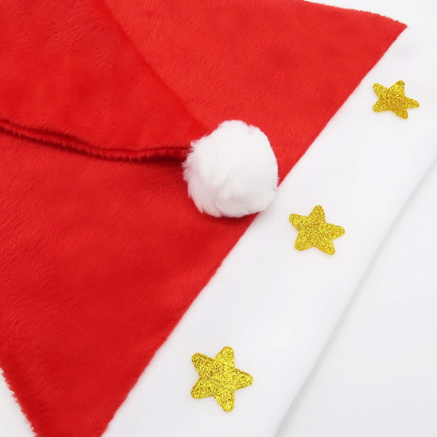 12 Fancy Christmas Santa Hats with 12 Jingle Bell Necklaces Bulk for Christmas Party Favor Photo Booth; One Size Fits All.