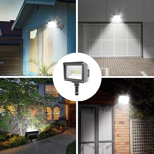 Miniatura 4 de CLEANLIFE Luz de inundación LED para exteriores, luces de nudillos de montaje en nudillos de 50 W, luces de estadio de poste de bandera impermeables