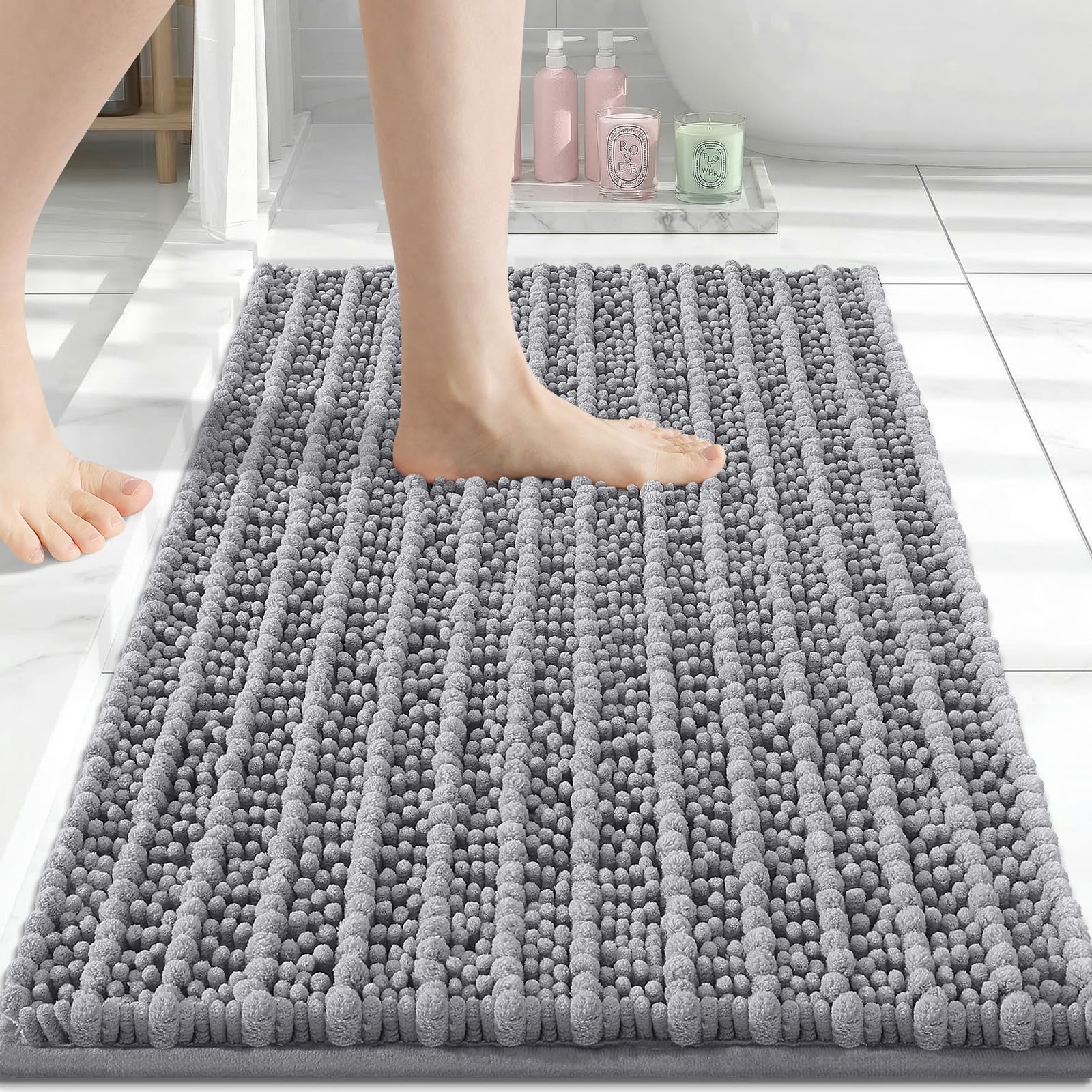 Arotive Bathroom Rugs Mat 30x17, Soft Absorbent Chenille Shaggy Bath Mat