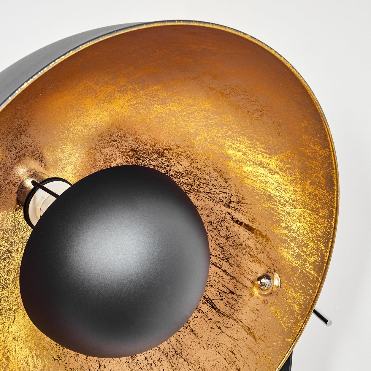 HOFSTEIN Stehleuchte Jupiter, Stehlampe aus Holz/Metall in Naturfarben/Schwarz/Goldfarben, Leuchte im Boho-Style, Höhe 167 cm, Ø 49 cm, Fußschalter - Wohnzimmer, Schlafzimmer, Esszimmer, Flur, Büro