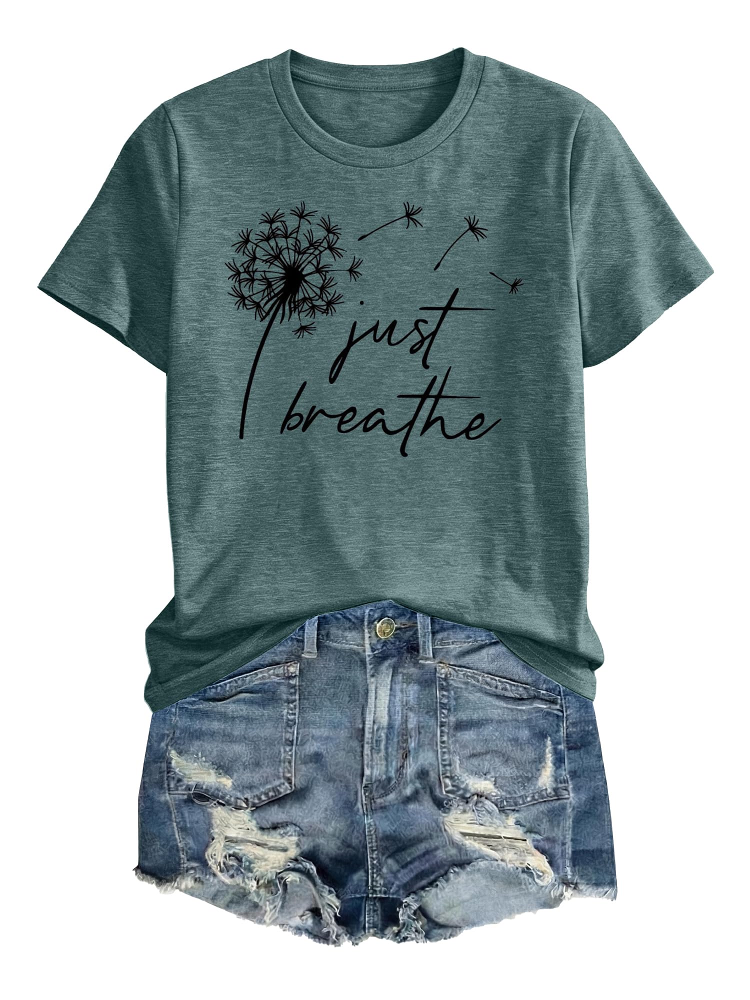 Anbech Women Dandelion Print T Shirts Summer Short Sleeve Graphic Tees | Cute Dandelion Paw Print Tshirt Casual Crewneck Loose Fit Flower T-shirts Teen Girls Colorful Comfy and Soft Daily Wear