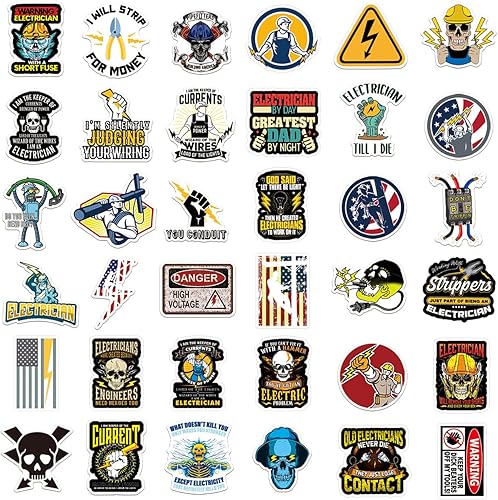 Miniatura 2 de Calcomanías de casco duro, 200 unidades, divertidas calcomanías para electricista, soldador, liniero, sindicato de construcción, trabajadores de