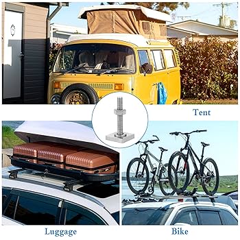 T Slot Bolts For Roof Rack 8 Pieces Roof Rack Bolts, Stainless Steel Roof Bolts M6 T Track Adapter Bolt With Nut Washer 20x20mm Square Sliding Blocks For Roof Rack Rail Carrier~p85565141