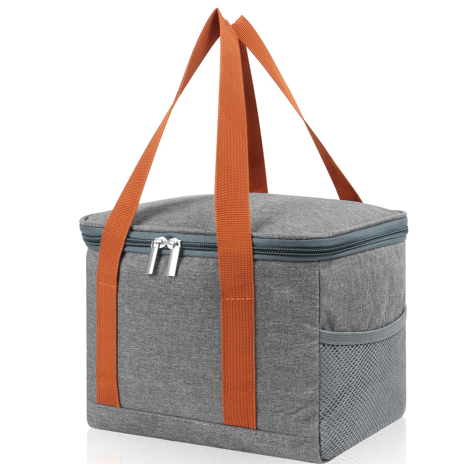 CHGANG 9L Insulated Lunch Bag for Women Men | Reusable Thermal Leakproof Lunch Box Tote Bag | Foldable Cooler Bag with PEVA Water-Proof Liner | Office Gym Commute Lunch Tote (Grey)