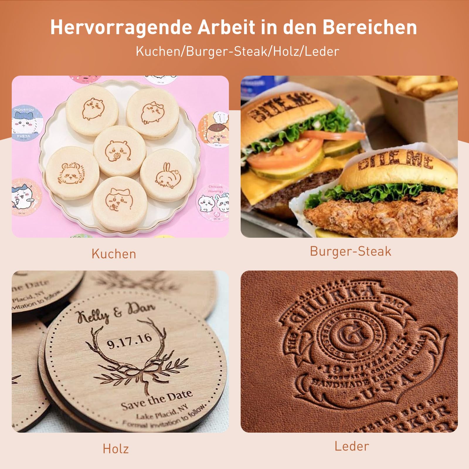 Elektrisches Brandeisen Für Holz, Löten Kupfer Mit Messing Kopf Für Holzbearbeitung, Backen, Handgefertigtes Design BBQ für Holz Ledertorte Individueller Metall（Ohne Metallspitze）