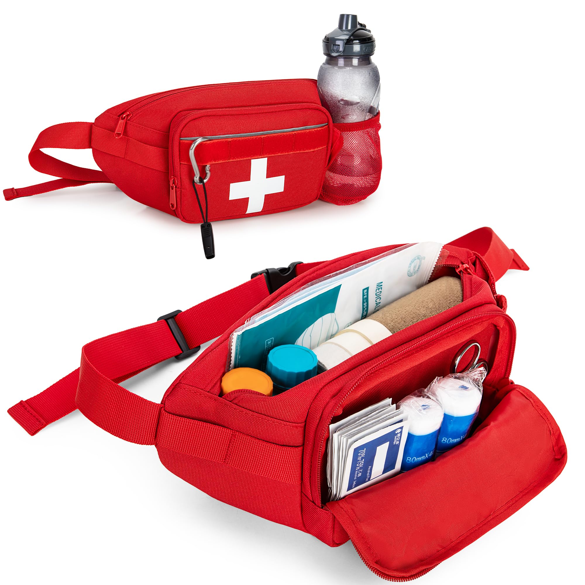 CURMIO Marsupio Tattico di Primo Soccorso, Borsa Medica da Cintura, Rosso