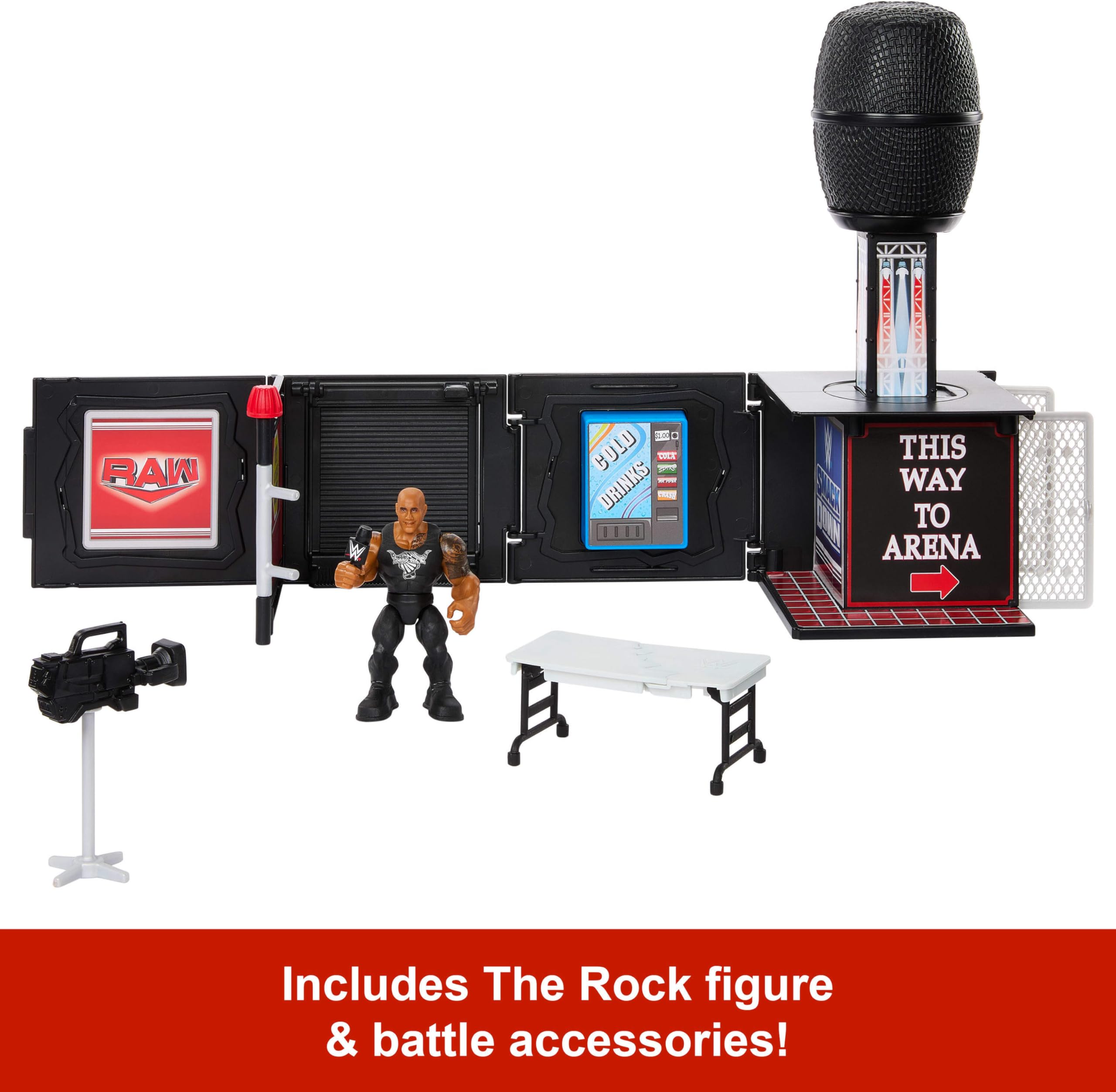 Mattel WWE Knuckle Crunchers 2-in-1 Microphone & Playset with