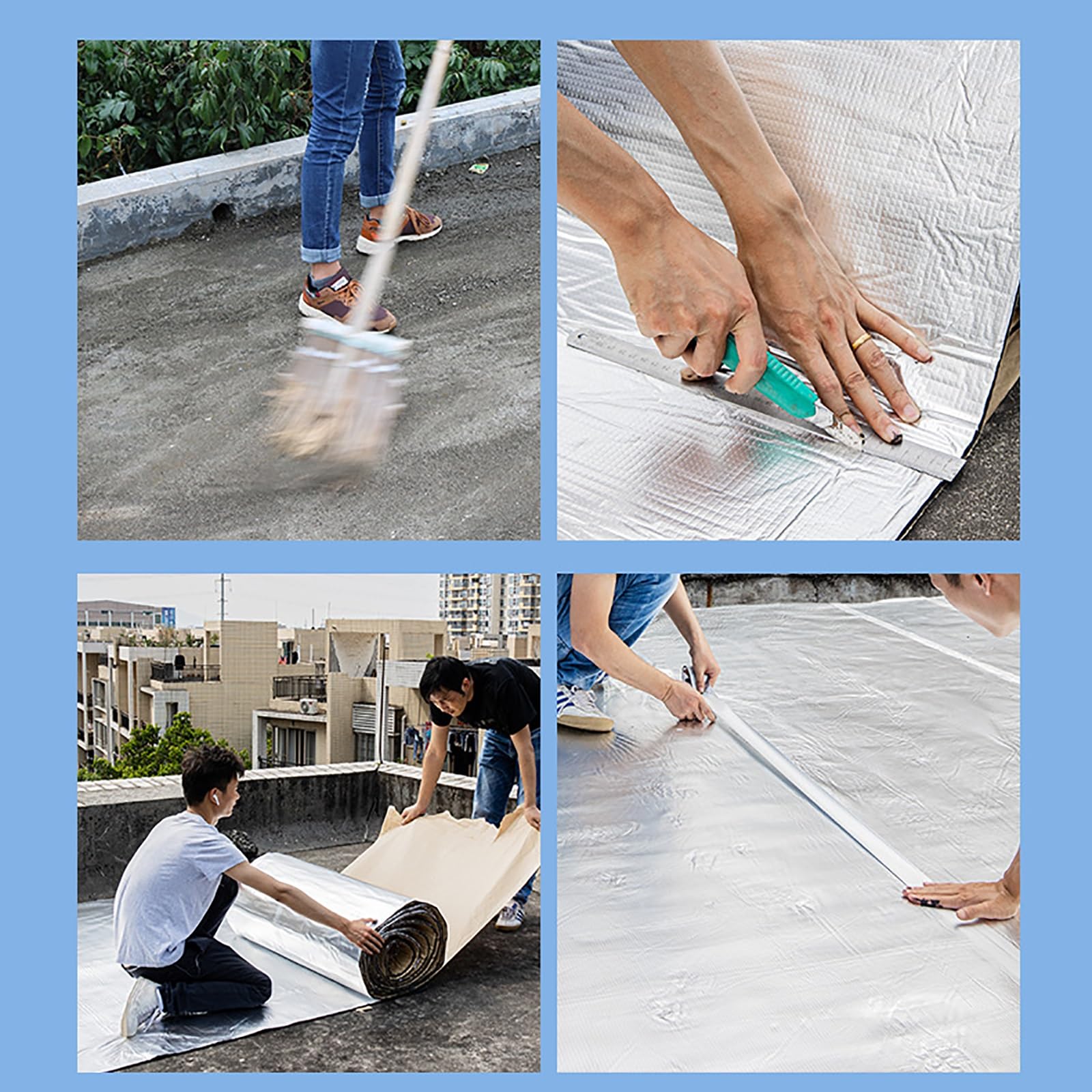 Aislamiento de Aluminio Autoadhesivo, Envoltura for tuberías de Agua Resistente a la Intemperie, lámina de Aluminio ignífuga, Tablero de Aislamiento de Caucho,Alfombrilla Aislante(15mm——9㎡)