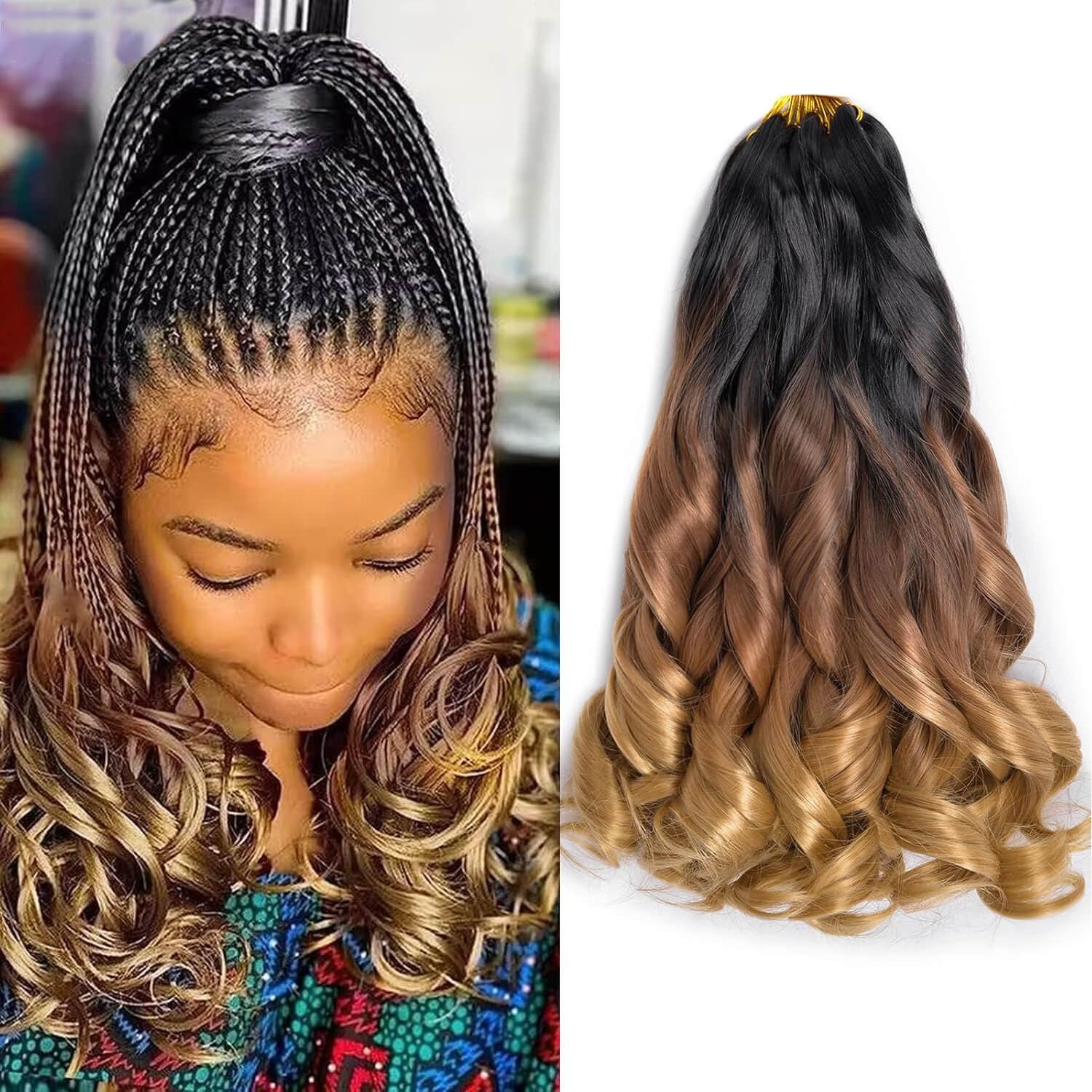 Flyroseing 12inch French Curl Braiding Hair