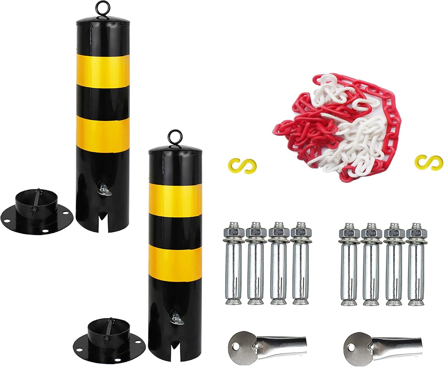 2pcs Parking Bollards for Driveway 5m Barrier Chain Parking Pile