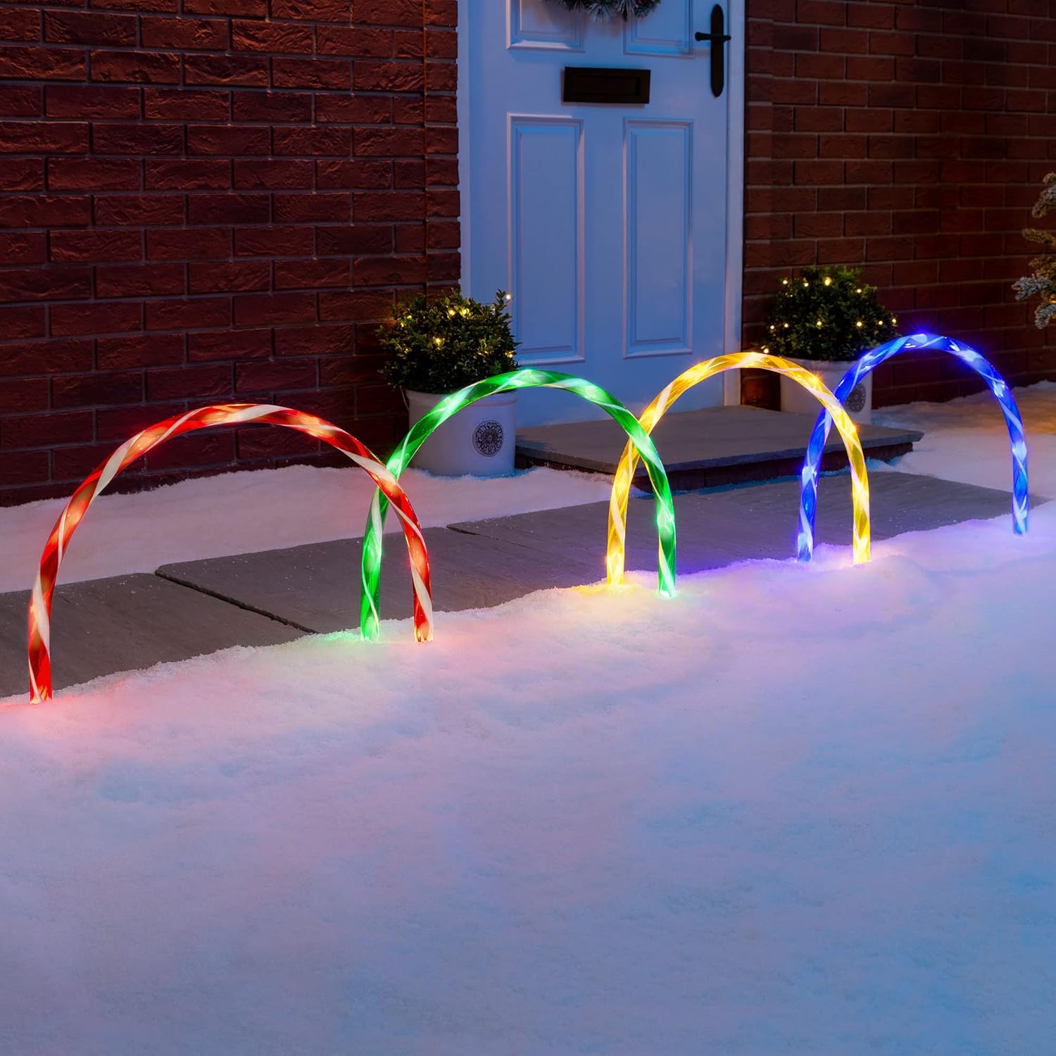 CHRISTOW Candy Cane Arch Christmas Lights, Outdoor Path Stake