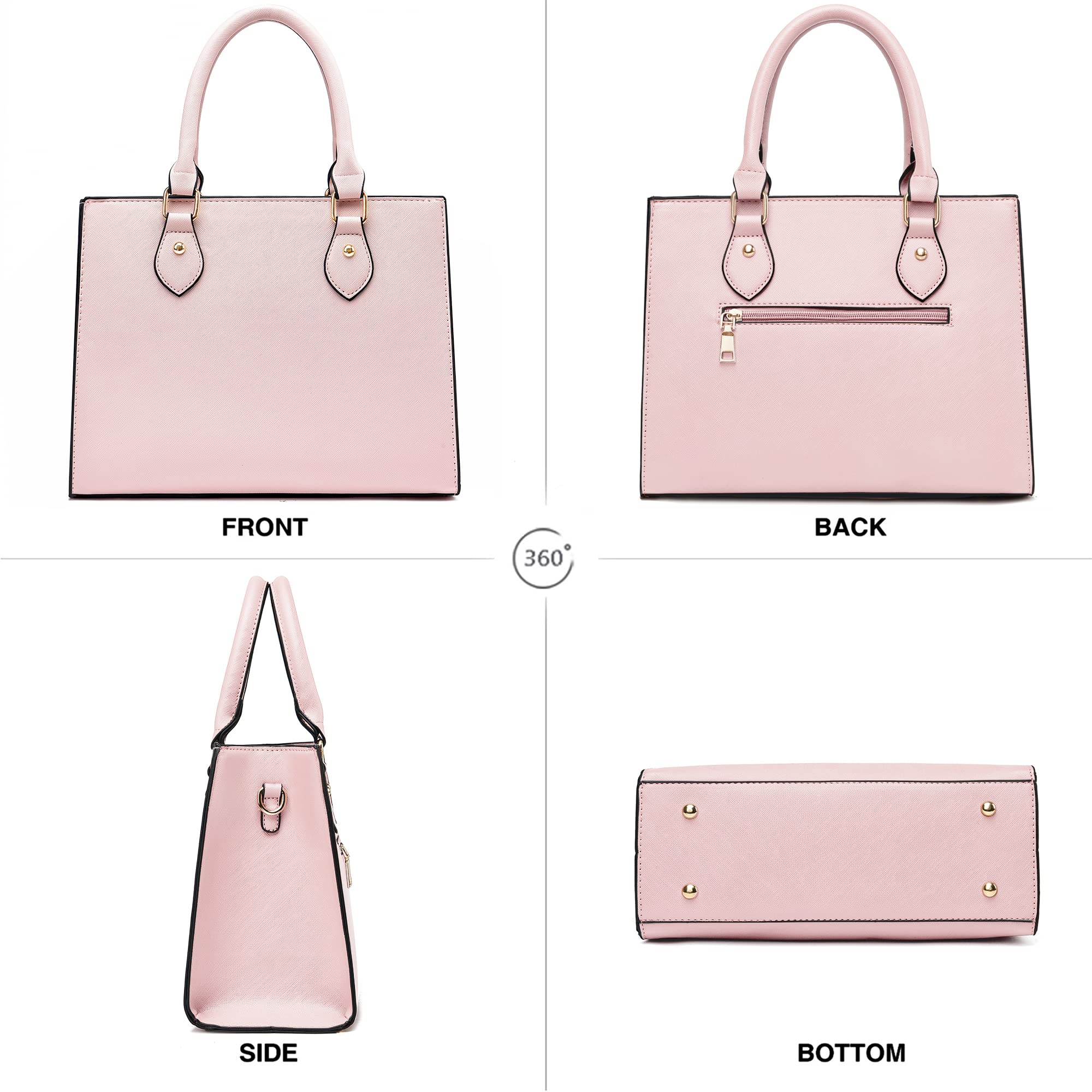 CHICAROUSAL Crossbody Purses and Handbags for Women PU Leather Tote Top Handle Satchel Shoulder Bags: Light Pink