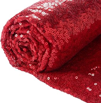 ShiDianYi 12 Feet 4 Yards Red Sequin Fabric, by The Yard, Sequin Fabric, Tablecloth, Linen, Sequin Tablecloth, Table Runner Red