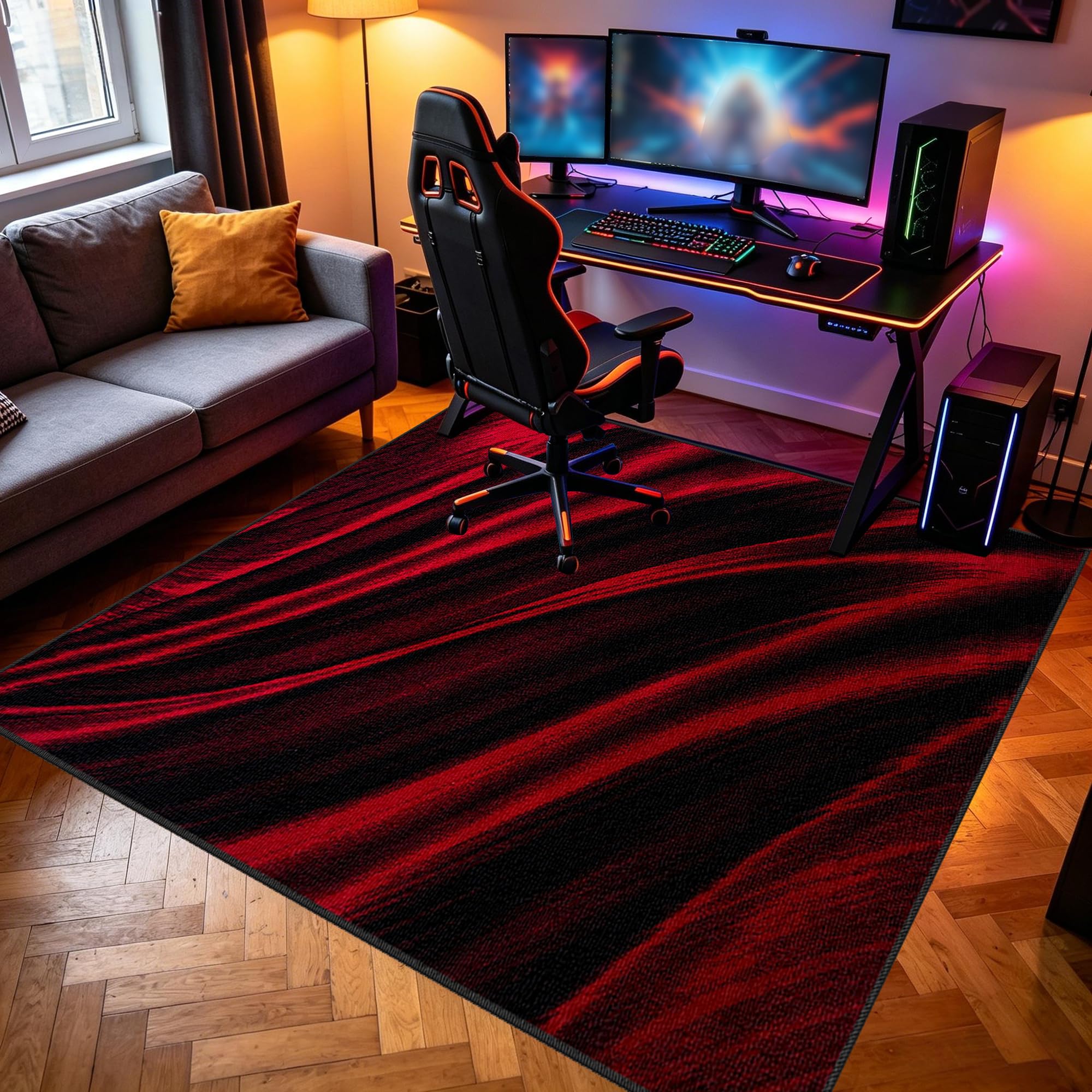 Zmywalny dywanik do pokoju zabaw, 120 x 160 cm / 47,24 x 62,99 cala Mata podłogowa na krzesło komputerowe do gier, mata sportowa, mata podłogowa dla graczy 3D do sypialni na krzesło biurowe