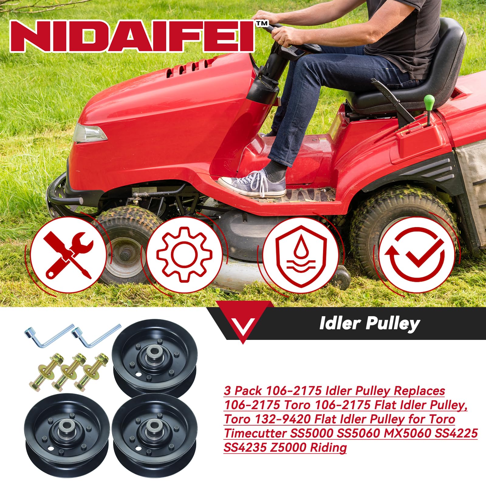 Amazon.com: NIDAIFEI 3 Pack 132-9420 Idler Pulley Replaces 106
