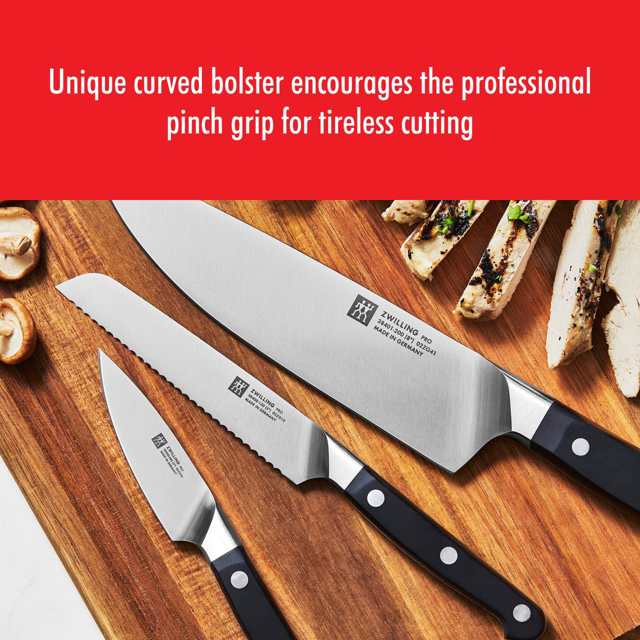 ZWILLING Pro - Juego de cuchillos (10 piezas, con barra magnética de acero inoxidable de 44,5 cm)