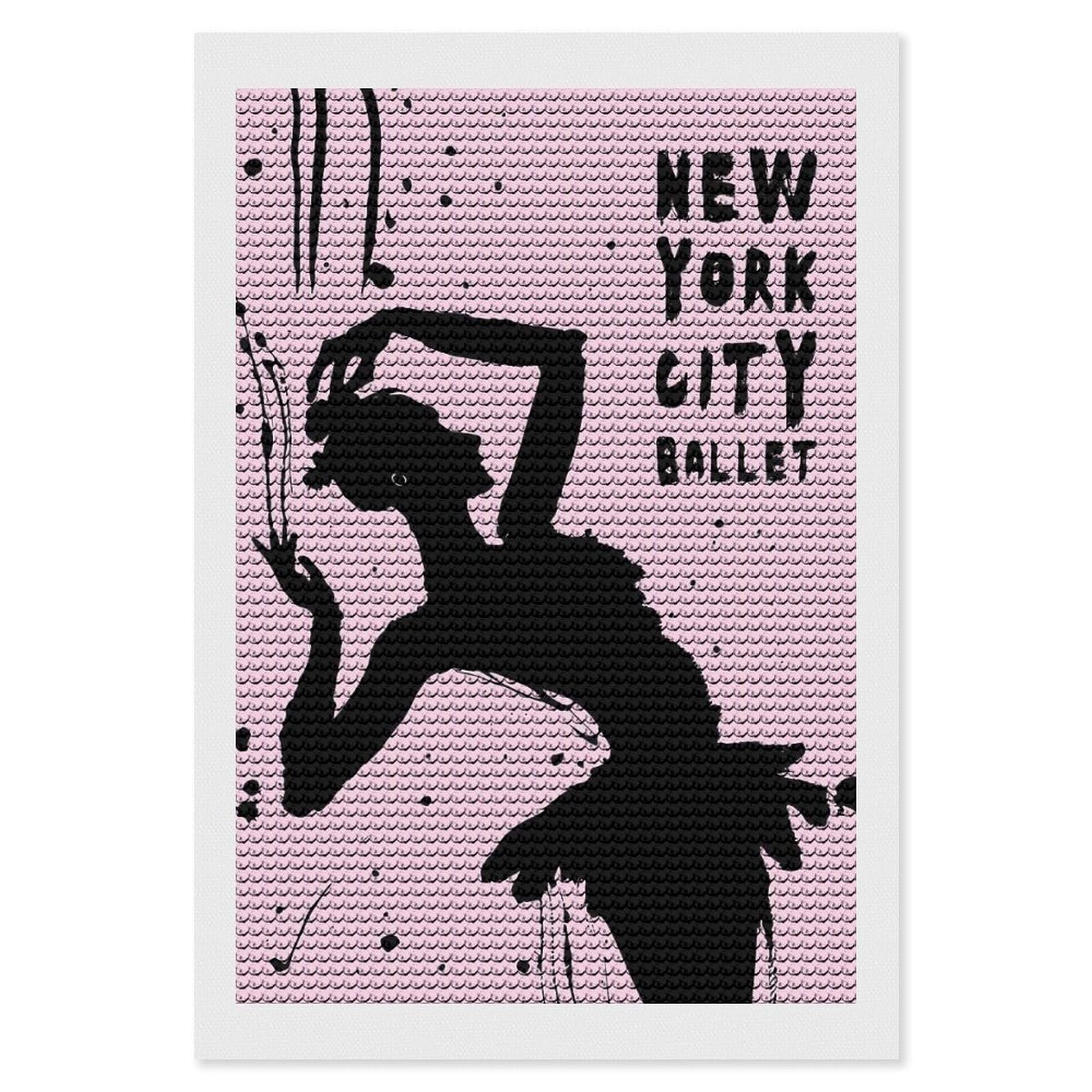 Junmoney New York Ballet School Diamond Painting Canvas Kit 8"x12", Round Gems, Living Room Decor, Seasonal Gift Choice, Modern Decor