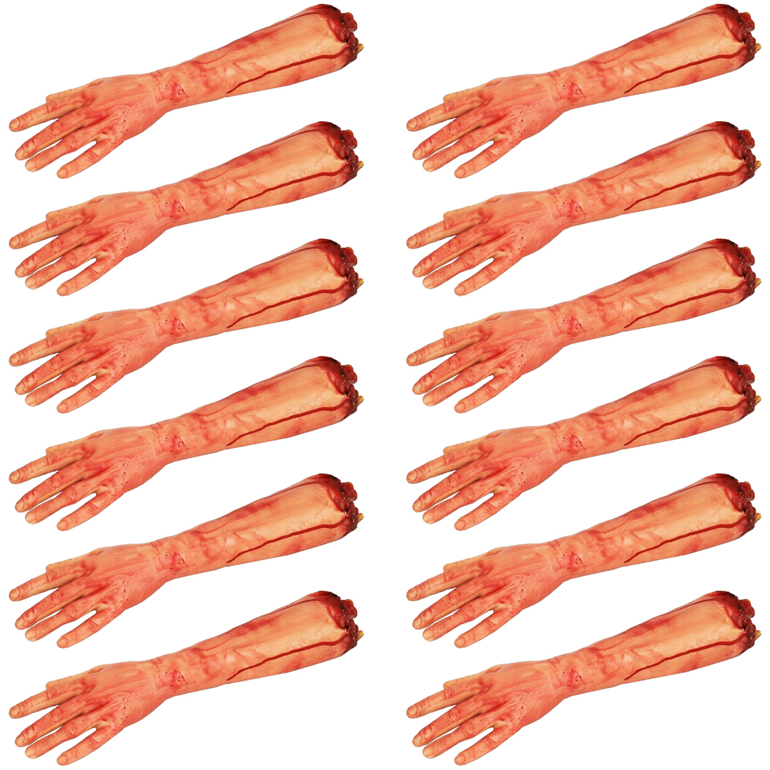 Severed Arm Halloween Prop - Pack of 12-17.5"/45cm Long Fake Severed Arm with Bloody Stump - Adults Halloween Fancy Dress Prop