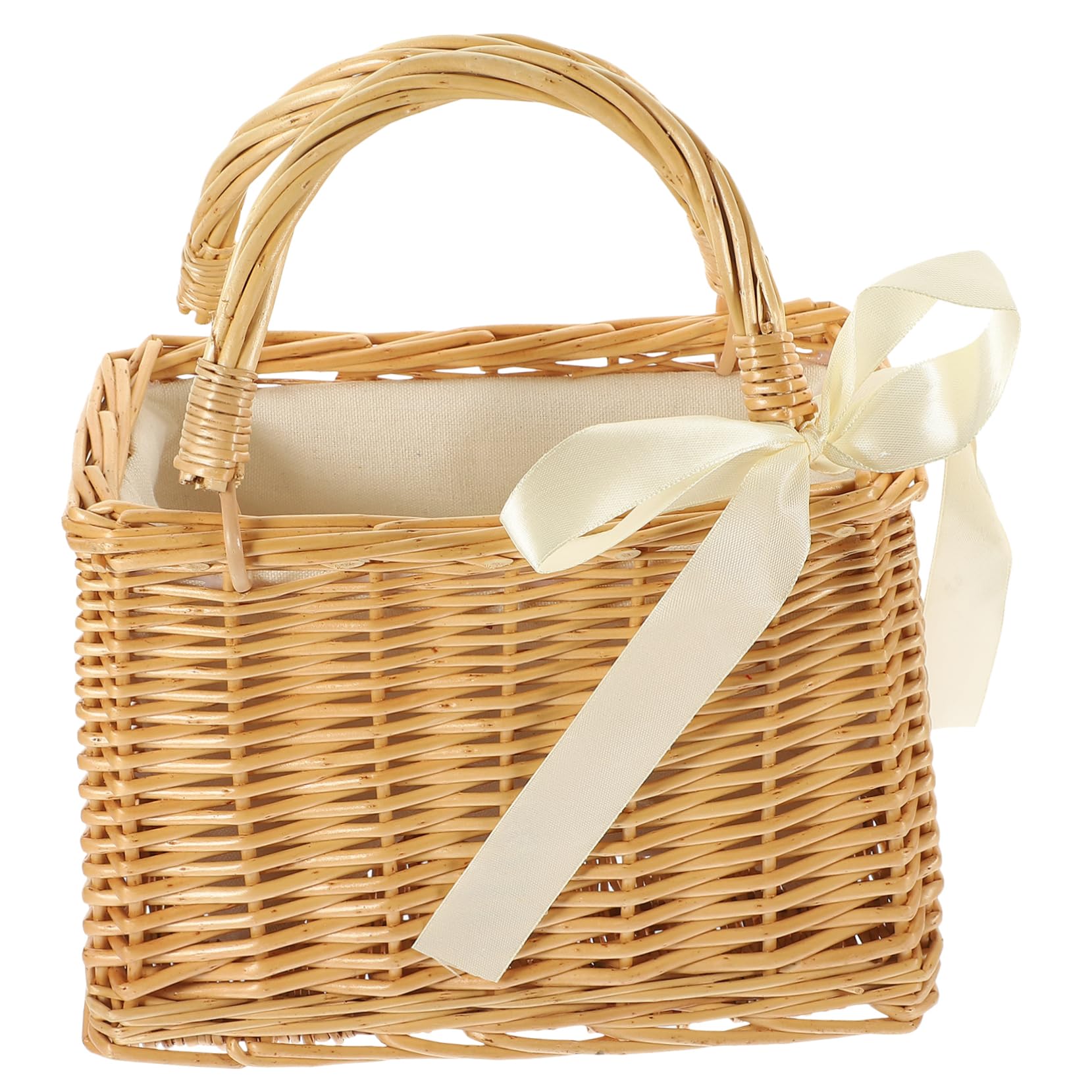 Bolso de mimbre tejido a mano Luxshiny, 9,05 x 6,29 x 5,11 pulgadas, tote ligero para flores, frutas, almacenamiento decorativo y uso en interiores y exteriores miniatura 7