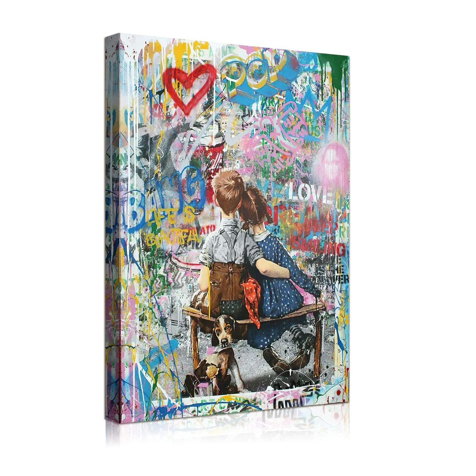 Amazon.co.jp: Banksy ポスター男女が寄り添って座るート 油絵