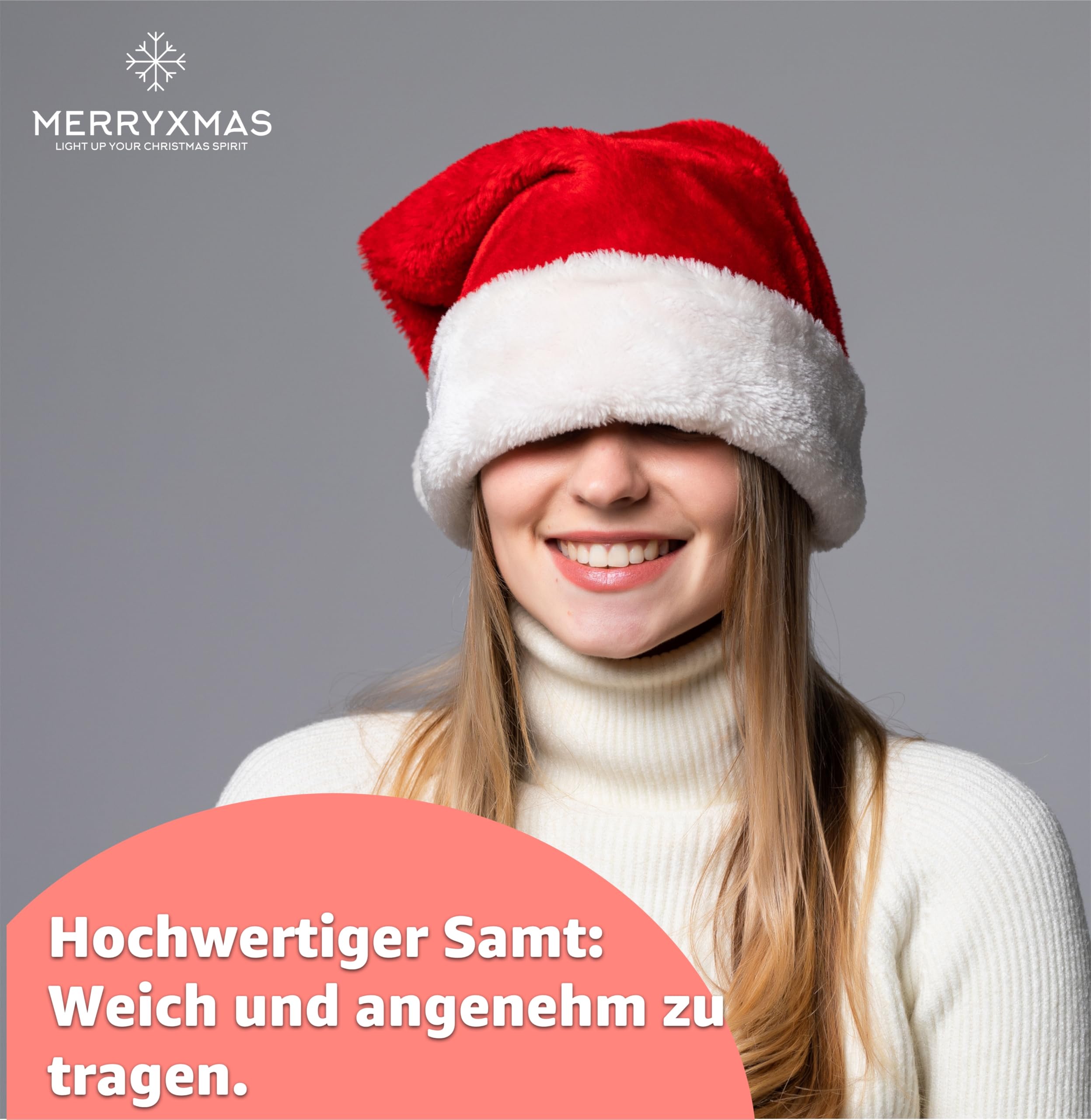 MERRYXMAS 2 x Santa Hat - Red - One Size - Adults & Children - Christmas - Image 3