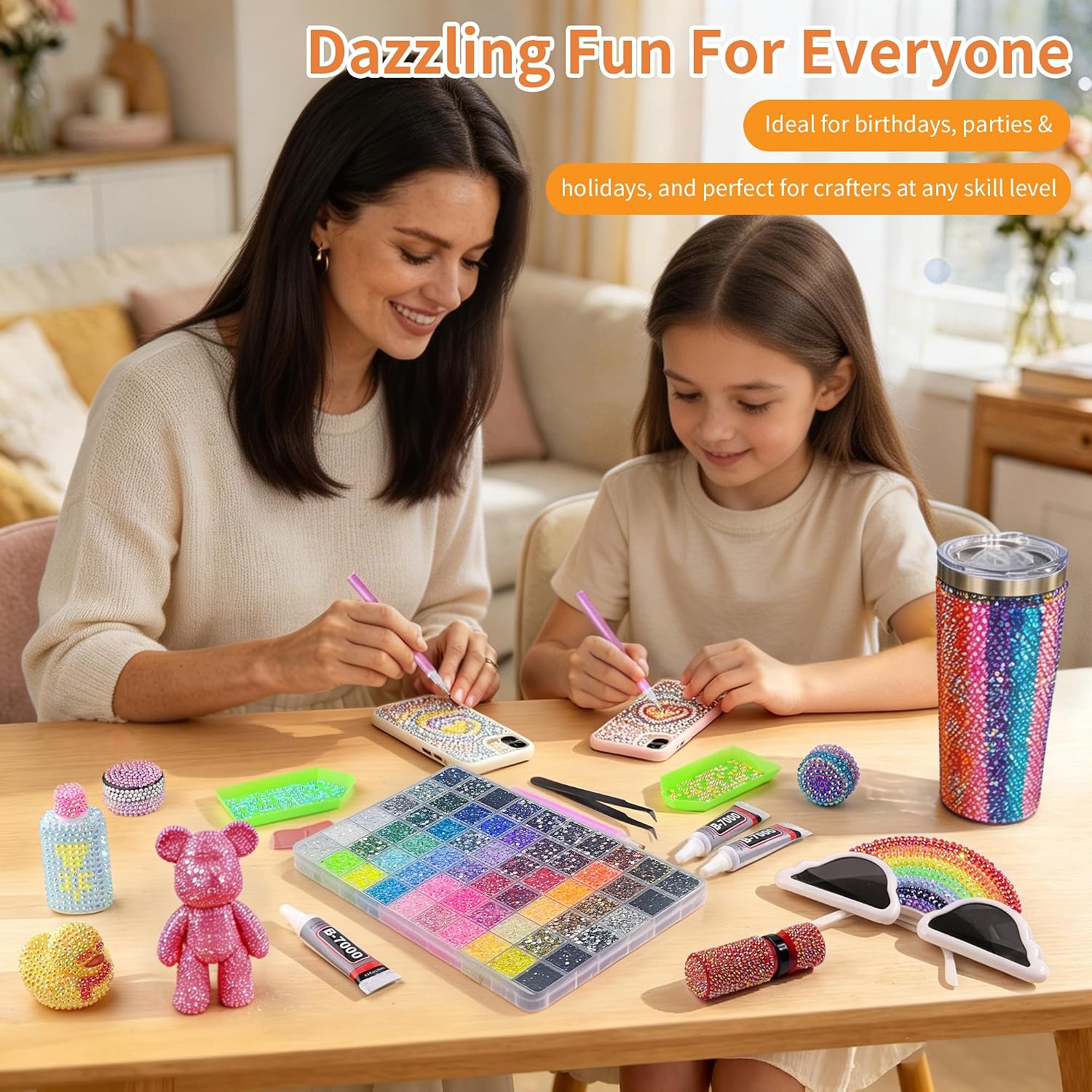 Bedazzling Kit 48000Pcs Multicolors 3mm Flatback Gems for Diamond Art, 60 Colors Resin Jelly Rhinestones, Bedazzler Kits with 12pcs Tools (60 Colors)