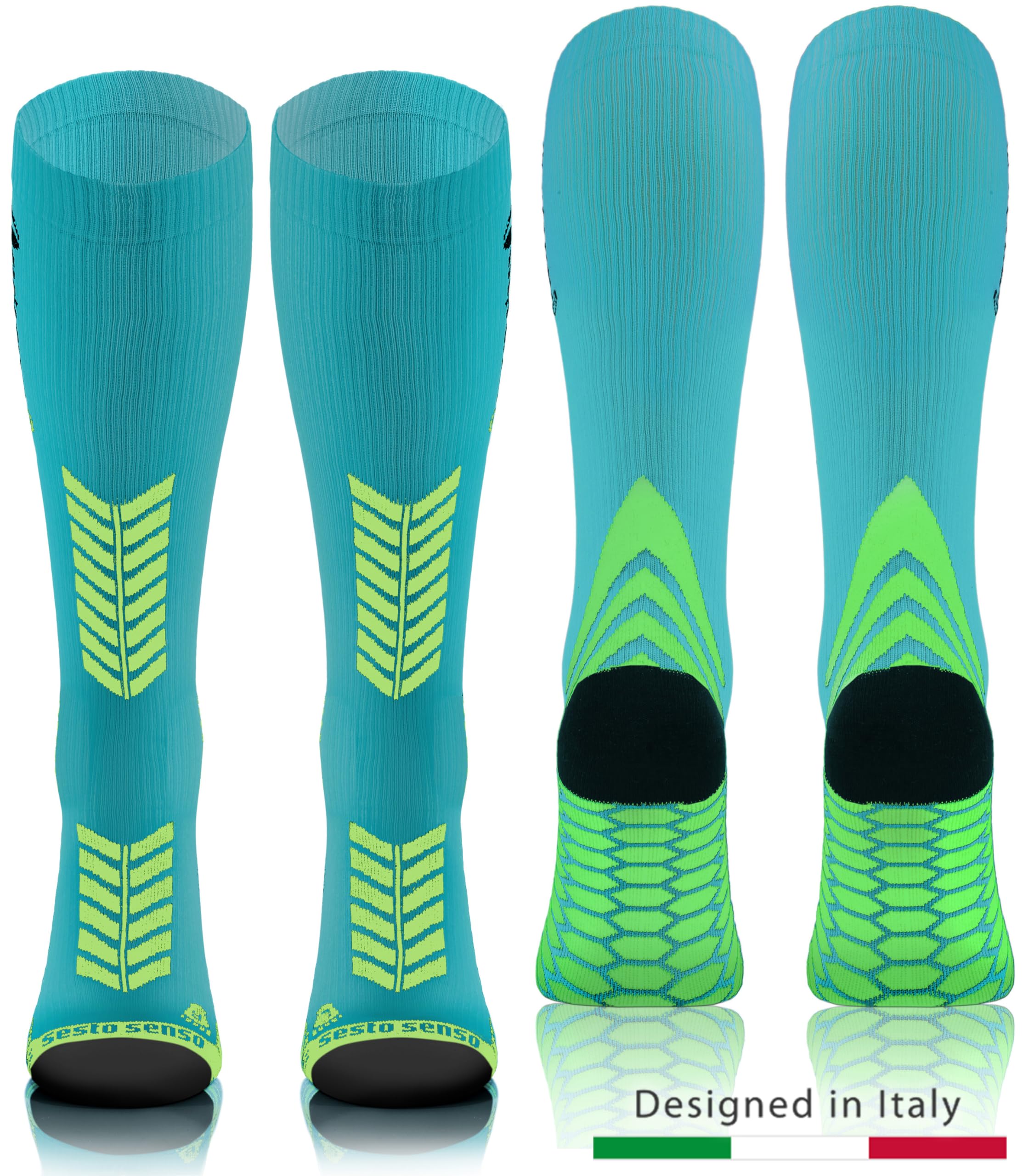 Sesto Senso 3 Pares Calcetines de Compresión Deporte Colores Altos Hombre Mujer
