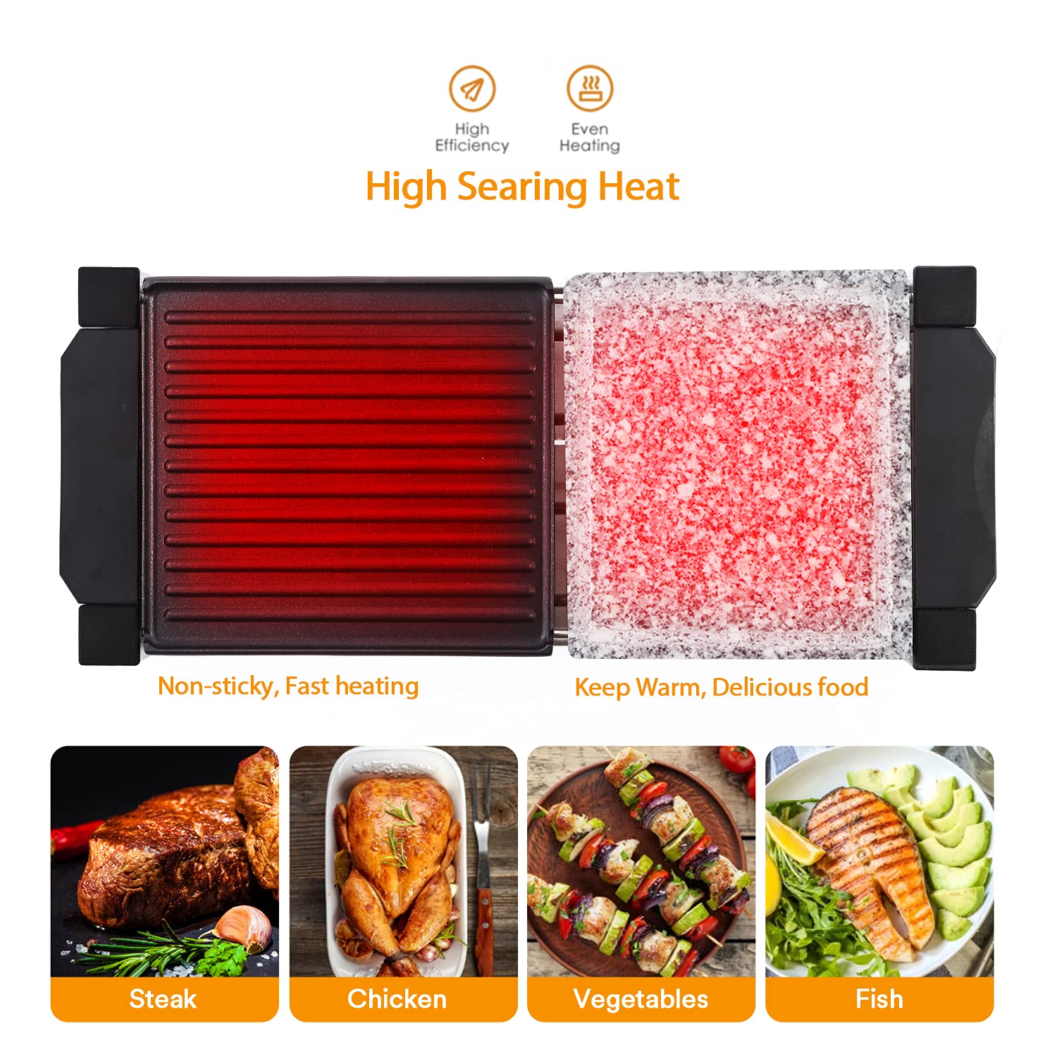 AONI Raclette Table Grill, Electric Indoor Grill Korean BBQ Grill