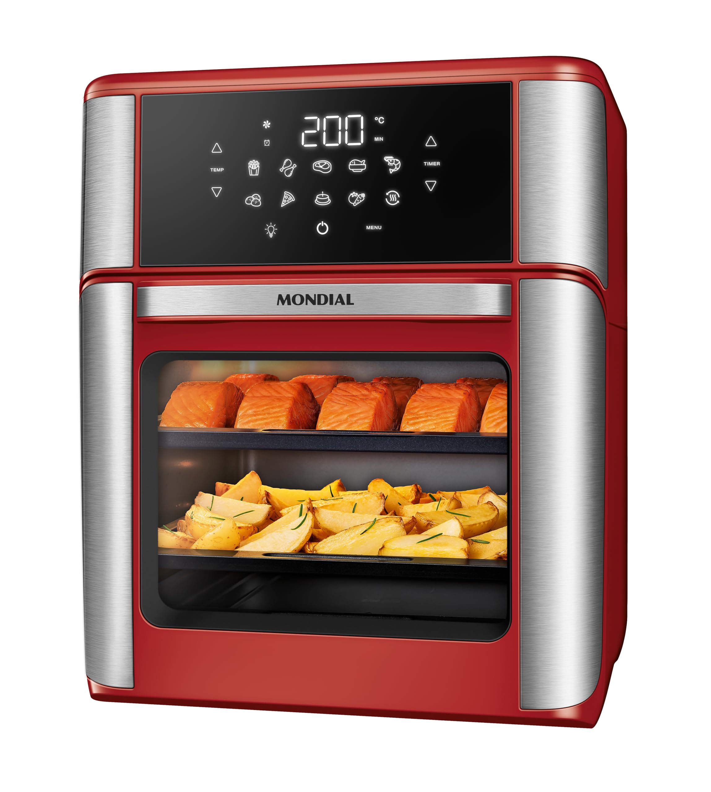 MONDIAL Fritadeira Air Fryer Forno Oven 12L, Vermelho/Inox, 2200W, 220V - AFON-12L-RI