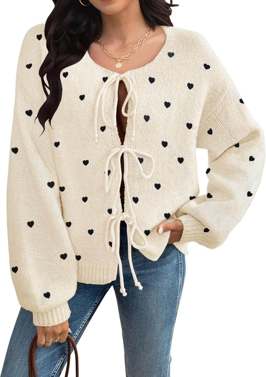Women's Bow Button Front Cardigan