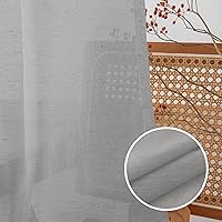 Vista 2 de Turquoize Elegantes cortinas de lino para puerta francesa, paneles de cortina de filtrado de luz, panel de lino con bolsillo para barra, panel