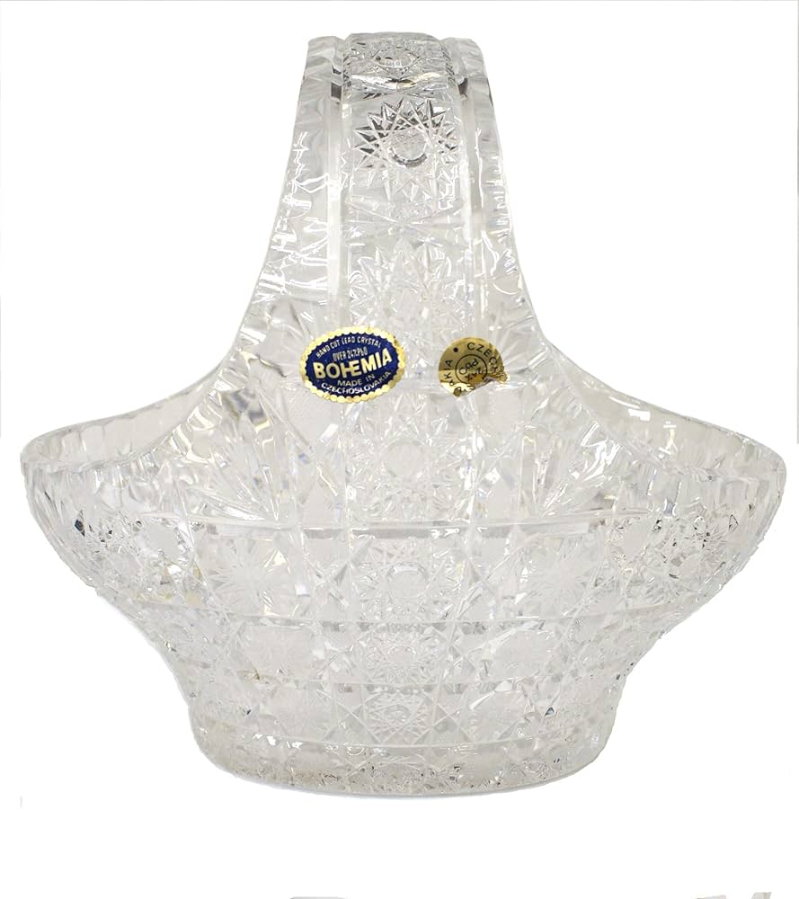 ボヘミアングラス　バスケット ボヘミア クリスタル ボヘミアガラス フルーツバスケット