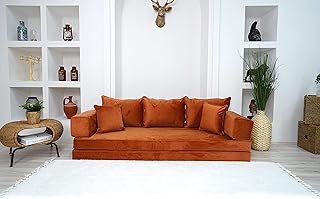 8" Thickness Amber Color Velvet Floor Seating, Modular Sofa, Sectional Sofa, Floor Pillows, Pallet Cushions, Bench Cushions, Livingroom Couches (4+4'' Thickness Sofa)