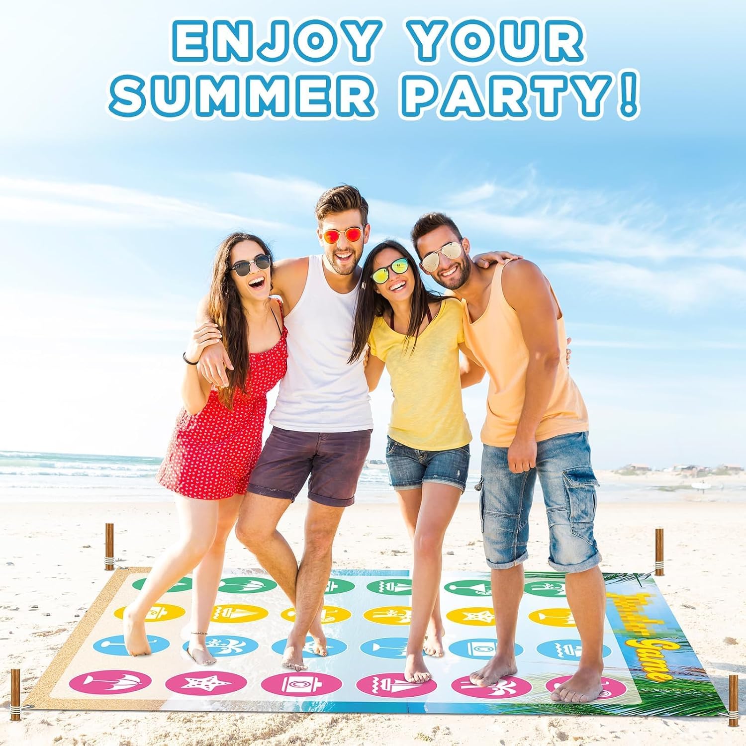 Giant Floor Games - Summer Beach Pose Balance Game, Hawaiian Tropical Party Game, Indoor Outdoor Interactive Game For Adults - Promotes Physical Activity, Family Board Game Mat for Home Lawn Yard image 5