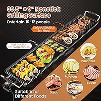 Vista 4 de COSTWAY 39.5” Electric Griddle, Extra Large Teppanyaki Grill with 2 Nonstick Surfaces, Adjustable Temperature, Insulated Handles & Drip Tray, Indoor