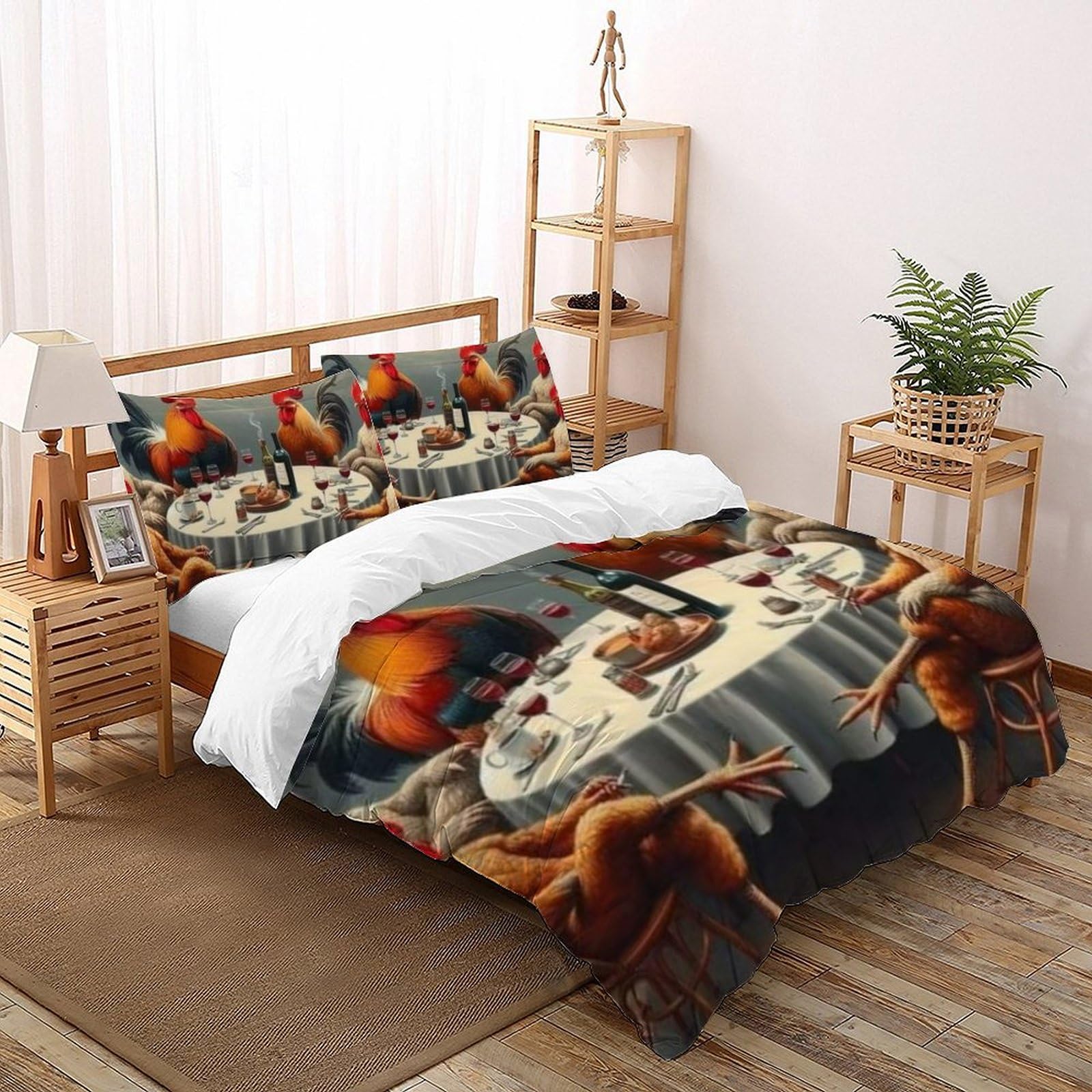 Housse de couette poulet 3D pour décorer une chambre de fille ambiance nature et animaux