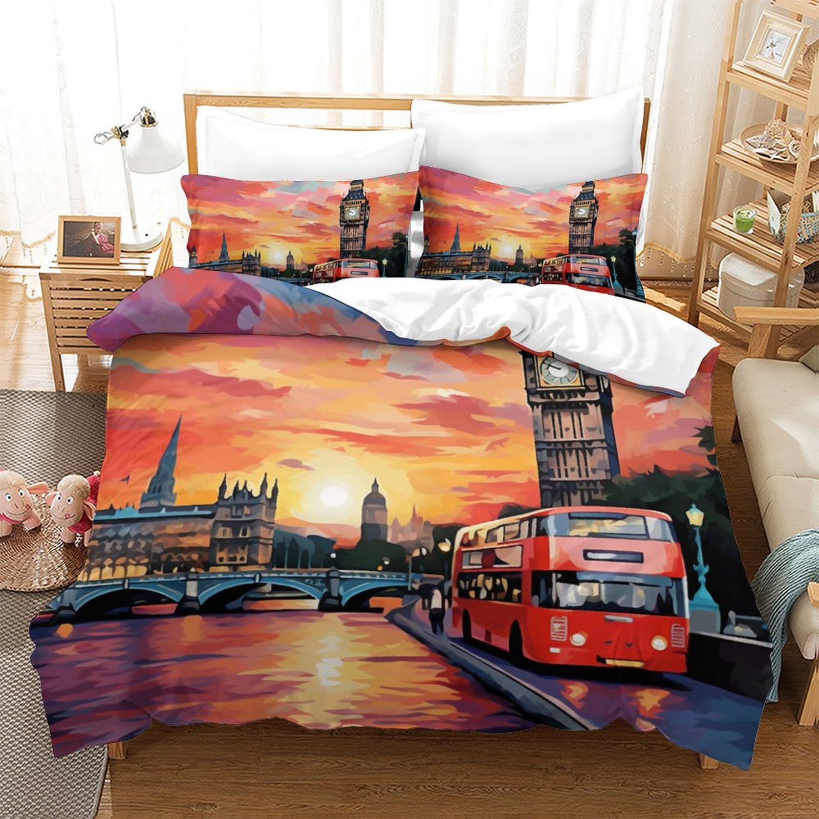 Parure de lit Londres en microfibre 260x220 cm avec taies d'oreiller