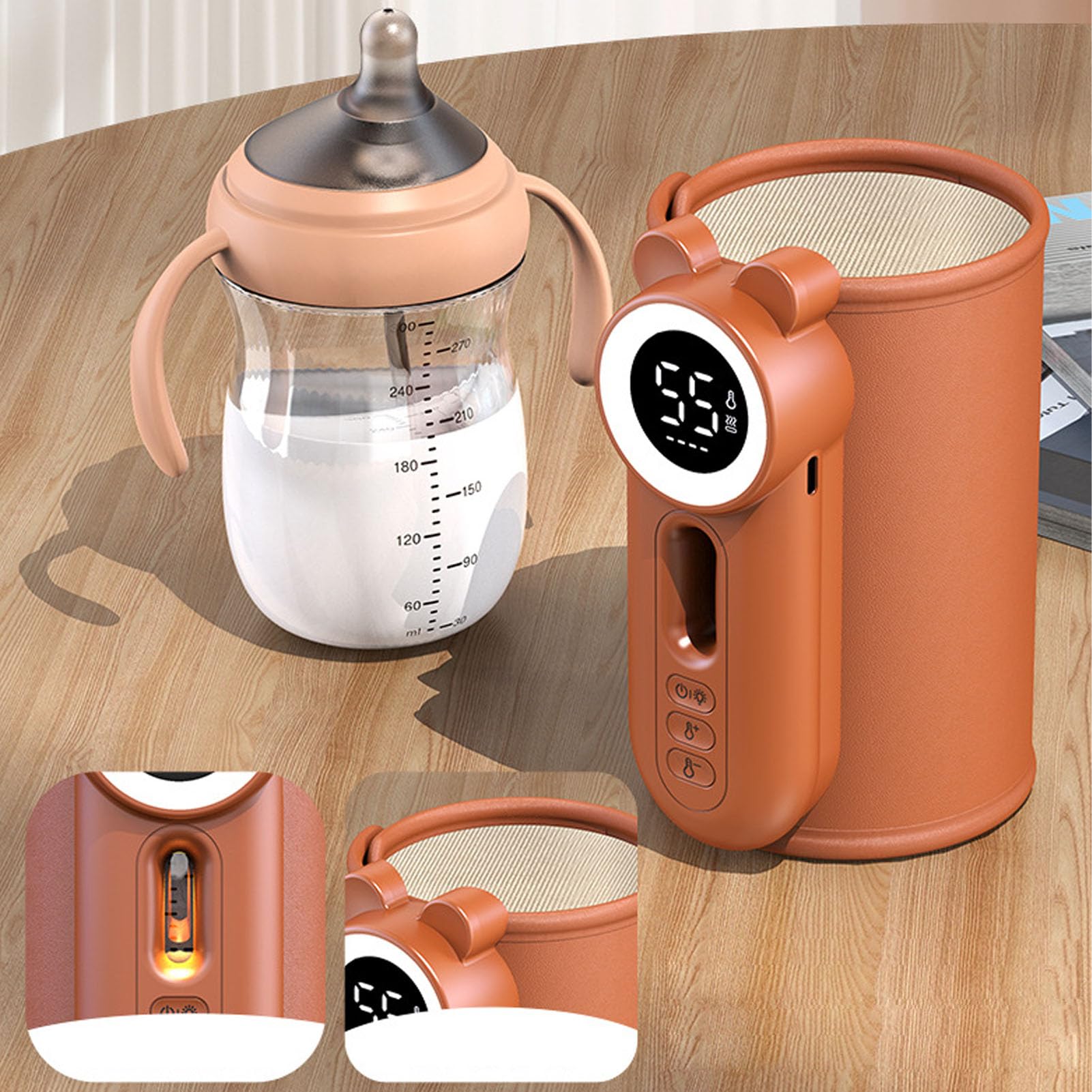 Generic Scaldabiberon, Scaldalatte Portatile a Temperatura Costante con Display Digitale per i Viaggi a Casa