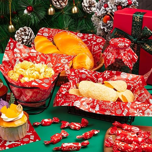 Miniatura 5 de 100 hojas de papel encerado de Navidad para alimentos, envolturas de papel sándwich, revestimientos impermeables a prueba de aceite para cestas de