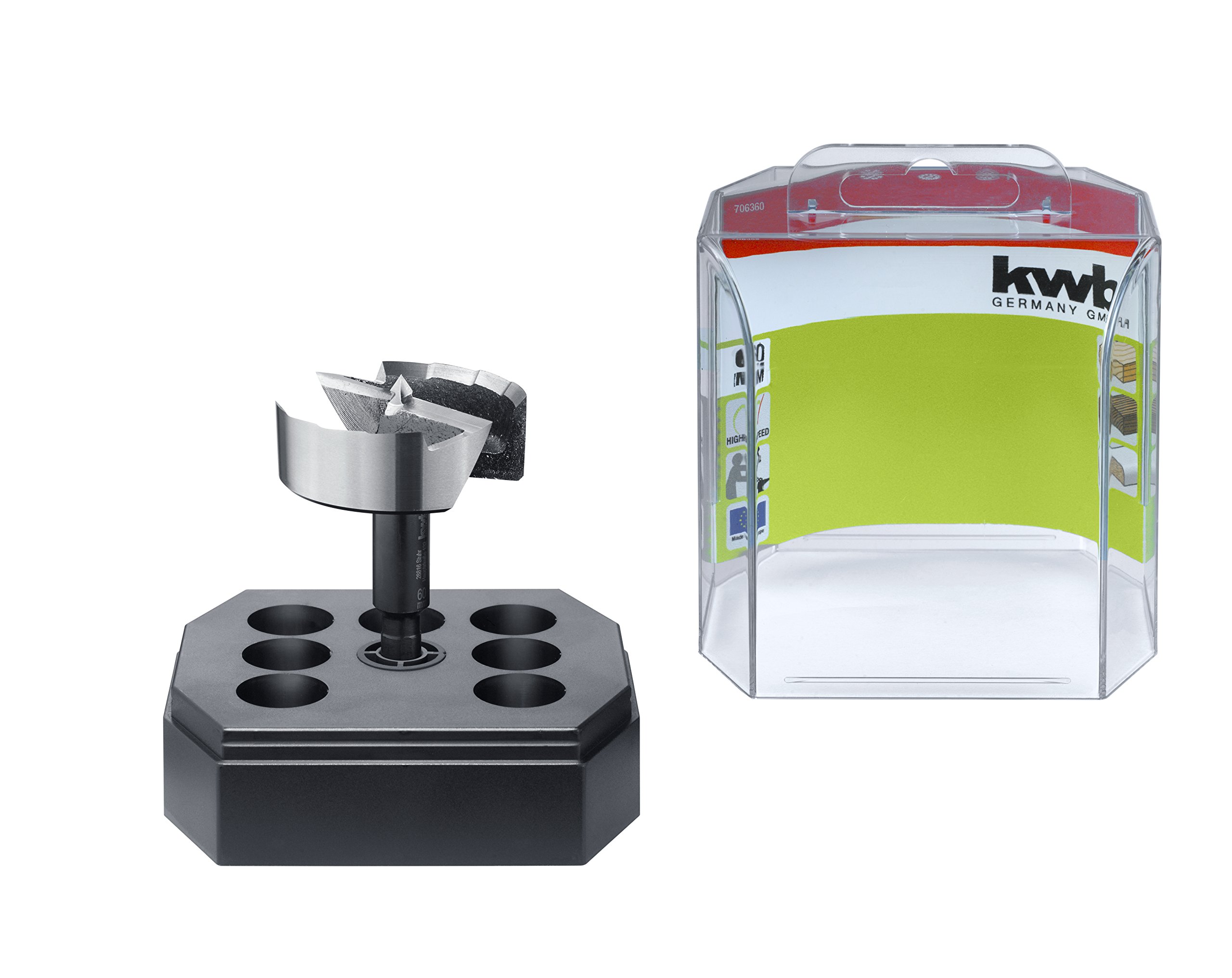 kwb SPEED Punta Forstner ø 60 mm in acciaio speciale temprato e rinvenuto con bordo dentellato preciso, punta centrale, taglienti affilati e temprati in modo ottimale e superficie lucidata