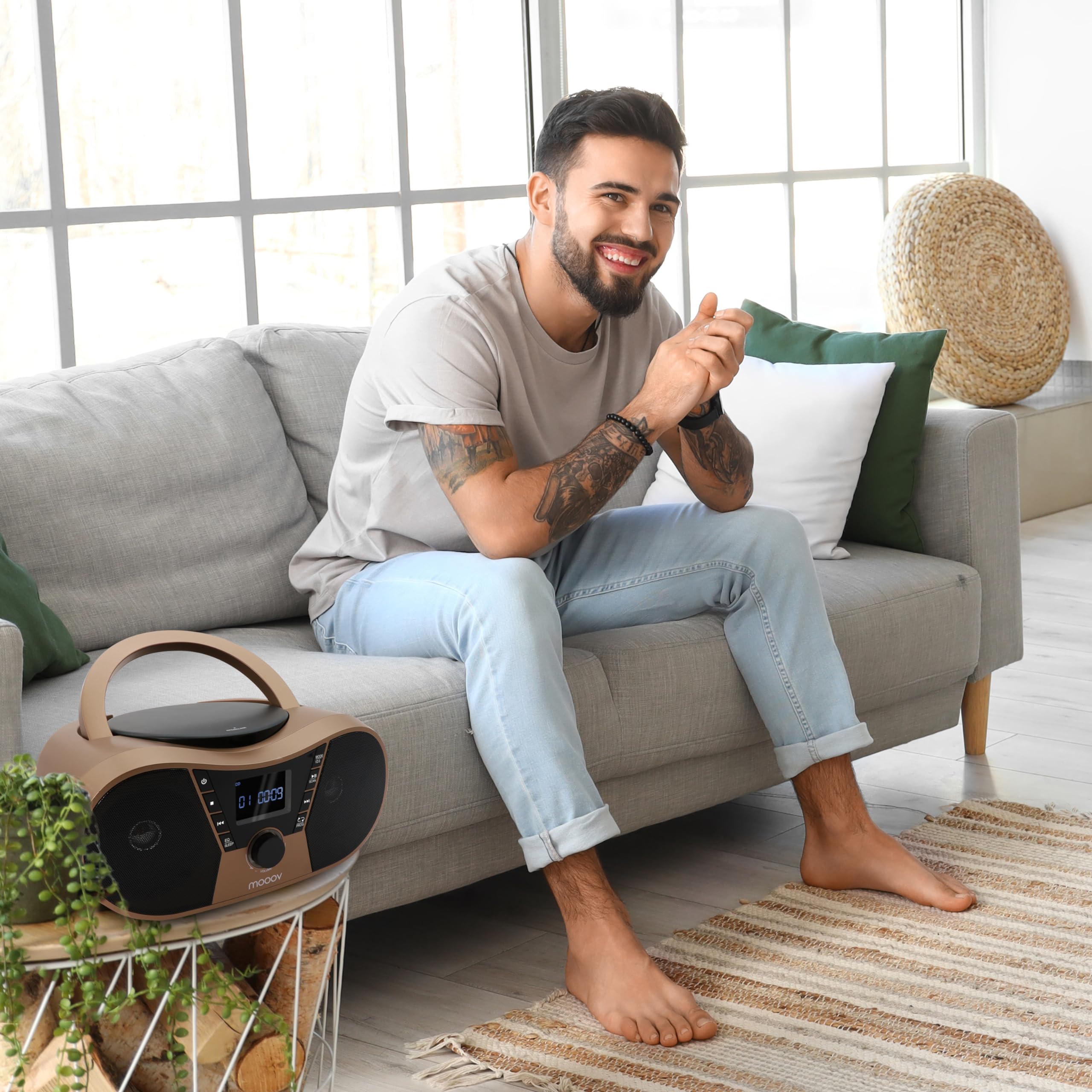 Lettore CD Copper & Black con radio FM, porta USB, funzione Sleep e ID3