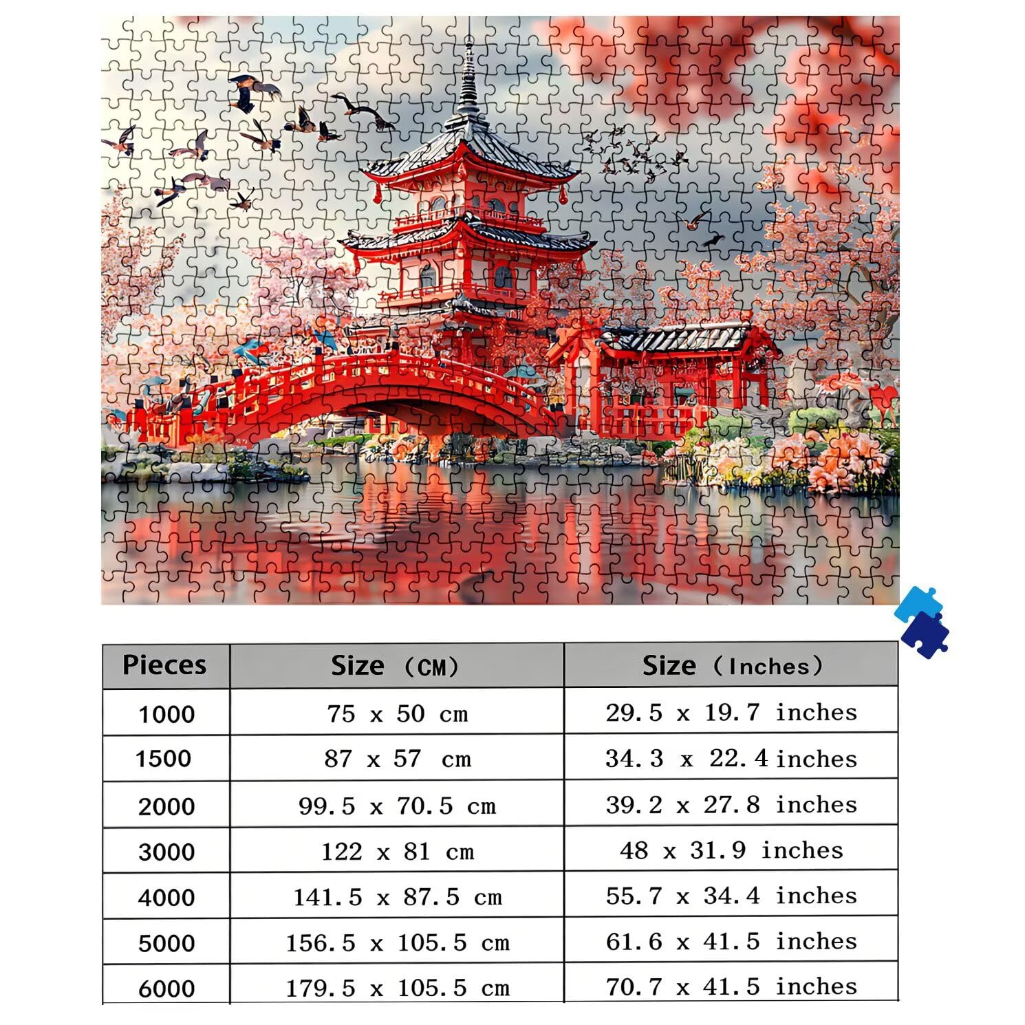 Puzzle 2000 elementów, drewniane puzzle dla dorosłych, architektura, mostek, impossible, klasyczne puzzle 99,5 x 70,5 cm, gra rodzinna, redukcja stresu, gra myśląca, dekoracja domu, w0-355