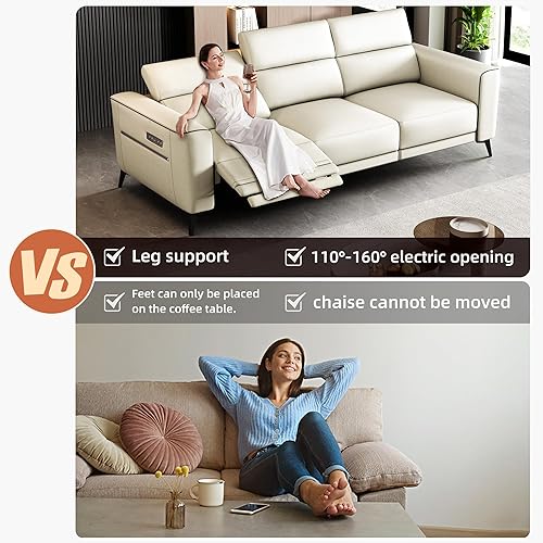 Miniatura 5 de Sofá reclinable eléctrico con puerto USB para sala de estar, sofá moderno de cuero de 3 plazas, cómodos sofás para oficina, dormitorio, apartamento