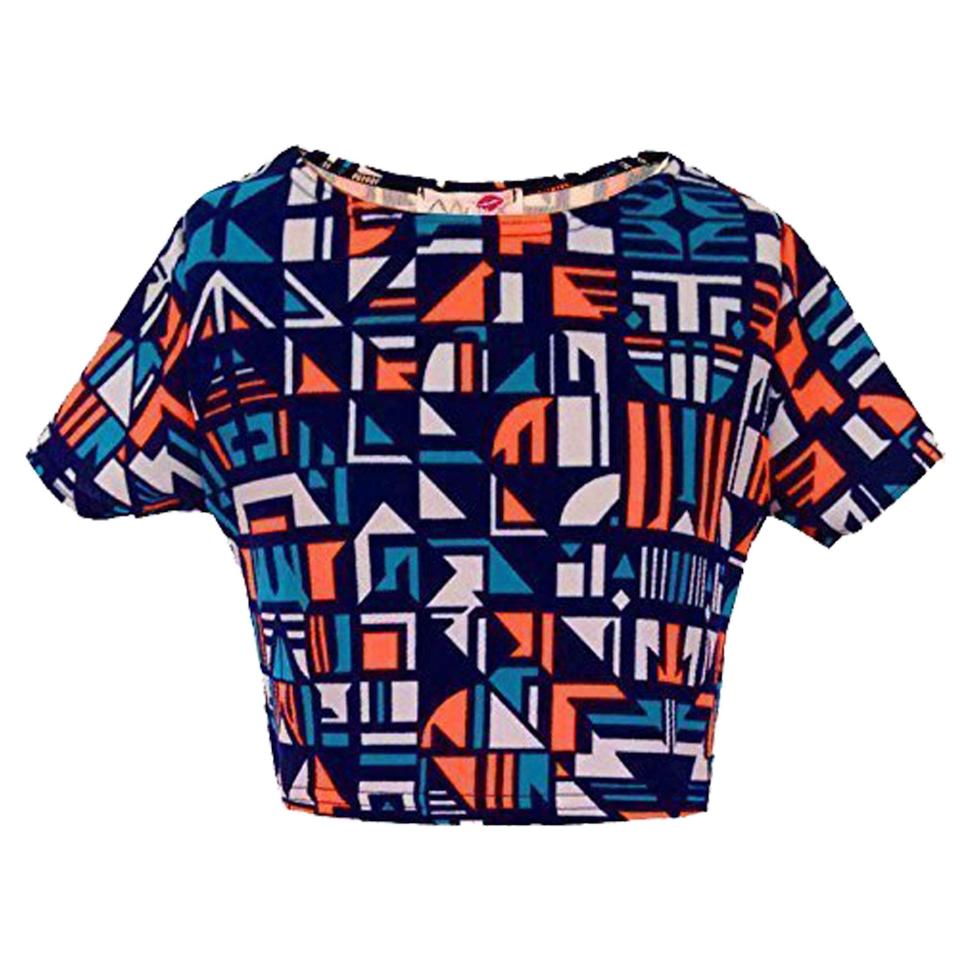 A2Z 4 Kids Orange Blue Aztec Print Skater Skirt Midi Dress - Orange & Blue Aztec Crop 13