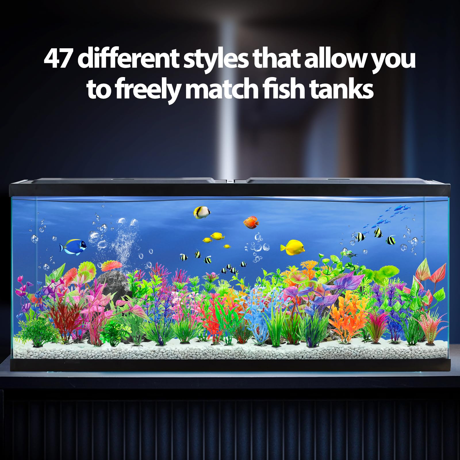 CousDUoBe Lot de 94 plantes d'aquarium décoratives pour la maison et le bureau, plantes hydroponiques en plastique