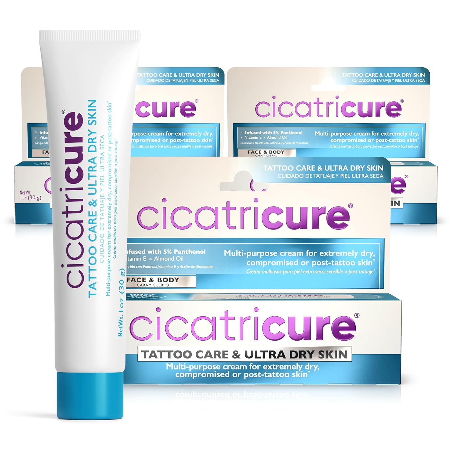 Cicatricure Tattoo Care & Ultra Dry Skin Cream, Fragrance-Free, 1 oz, 3pk | Tattoo Aftercare, Multi-Purpose Moisturizer, Hydrating After-Ink Care, Ideal for Any Tattoo Kit, Nourishes Post-Ink Areas